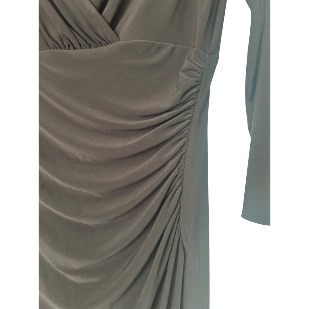 Lauren Ralph Lauren Sheath Dress Womens Size 8 Black Ruched V-Neck Office Career - Picture 3 of 14
